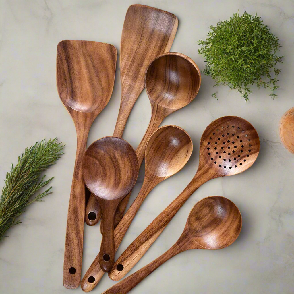 TeakWoodenUtensilSet