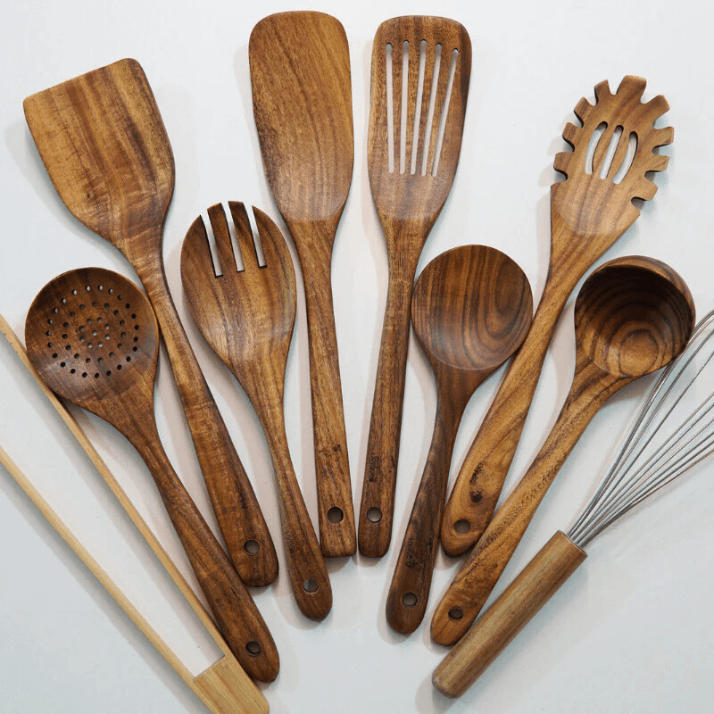 10-PieceTeakWoodenUtensilSet